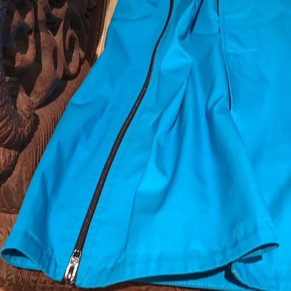 BALENCIAGA BLUE COTTON GABARDINE A-LINE TRENCH COAT W/BLACK ZIPPER ARM-HEMLINE 4 - Picture 11 of 16